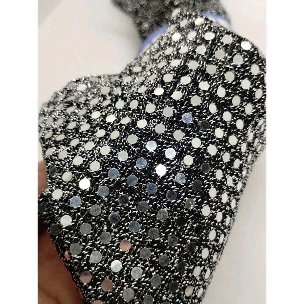 Dark Gray Fabric With Silver And Sequins - 45" Wide x 27" Long
